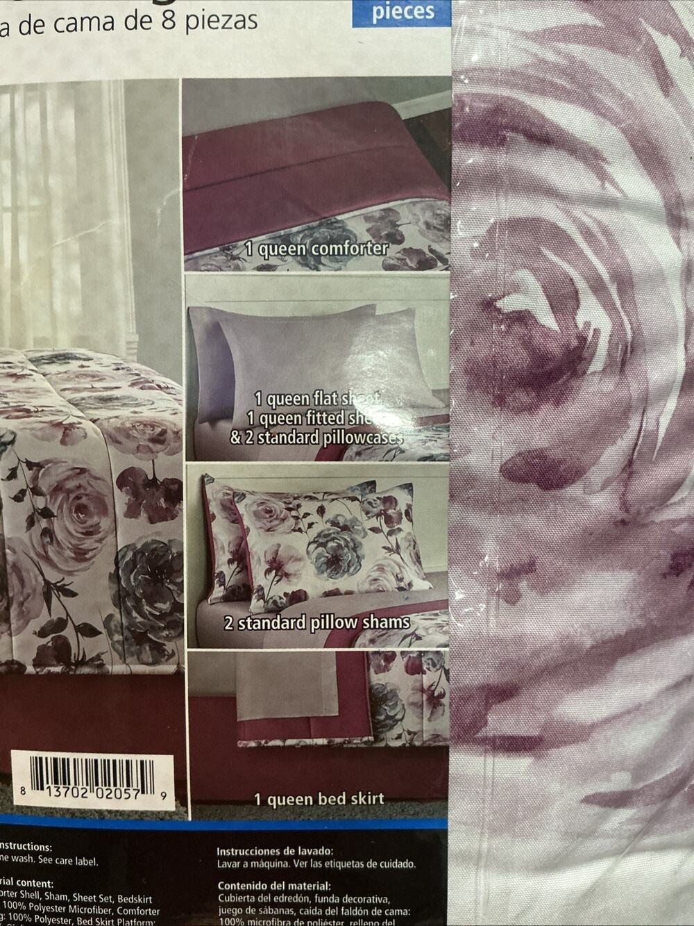 mainstays bed in a bag queen Flower Bedding Set NWT 3634